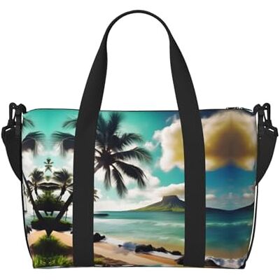 YQxwJL Reistas met tropische palmboomprint, sporttas, nachttas, weekendtas voor dames en heren, zwart, één maat, zwart, eenheidsmaat YQxwJL Reistas met tropische palmboomprint, sporttas, nachttas, weekendtas voor dames en heren, zwart, één maat, zwart, eenheidsmaat