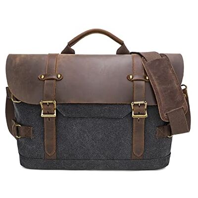 FANDARE Schoudertas voor heren, grote werktas, dokterstas, retro, draagtas voor heren, draagtas, boodschappentas, lerarentas, laptoptas, Donkergrijs L FANDARE Schoudertas voor heren, grote werktas, dokterstas, retro, draagtas voor heren, draagtas, boodschappentas, lerarentas, laptoptas, Donkergrijs L