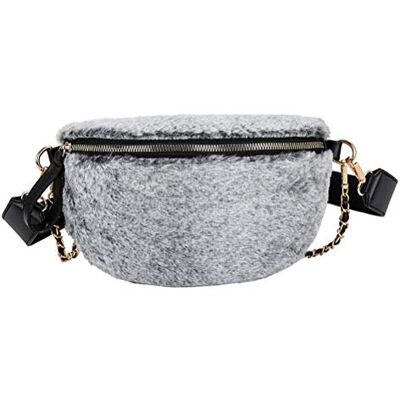 VALICLUD Chique heuptas van pluche voor dames, modieus, licht, draagbaar, herfst en winter, paars, grijs. VALICLUD Chique heuptas van pluche voor dames, modieus, licht, draagbaar, herfst en winter, paars, grijs.