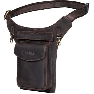 STILORD "Frankie" Heuptas van leer, vintage, elegant, kruistas, echt leer, voor heren en dames, crossbody tas voor sport, reizen, werk, festival, kleur: middenbruin, Donkerbruin, L, Retro STILORD "Frankie" Heuptas van leer, vintage, elegant, kruistas, echt leer, voor heren en dames, crossbody tas voor sport, reizen, werk, festival, kleur: middenbruin, Donkerbruin, L, Retro
