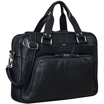 ROYALZ Chicago Echt lederen schoudertas voor laptop 15,6 inch grote vintage zakelijke tas voor heren, zwart, L, zwart., draagtas ROYALZ Chicago Echt lederen schoudertas voor laptop 15,6 inch grote vintage zakelijke tas voor heren, zwart, L, zwart., draagtas