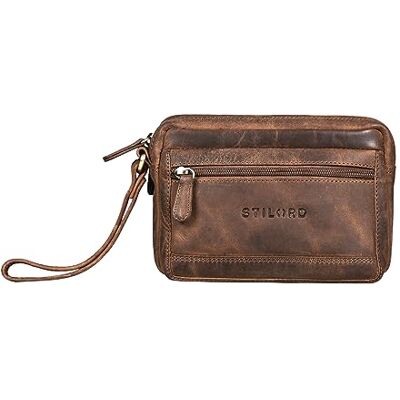 STILORD "Pax" Herenhandtas van echt leer, handtas voor heren, leren tas, vintage, reisorganizer, tas voor heren, leer, kleur: middenbruin STILORD "Pax" Herenhandtas van echt leer, handtas voor heren, leren tas, vintage, reisorganizer, tas voor heren, leer, kleur: middenbruin