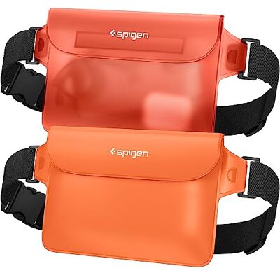 Spigen A620 Aqua Shield IPX8 waterdichte heuptas met riem, sporttas met verstelbare maat, 2 stuks, zonsondergang, oranje Spigen A620 Aqua Shield IPX8 waterdichte heuptas met riem, sporttas met verstelbare maat, 2 stuks, zonsondergang, oranje