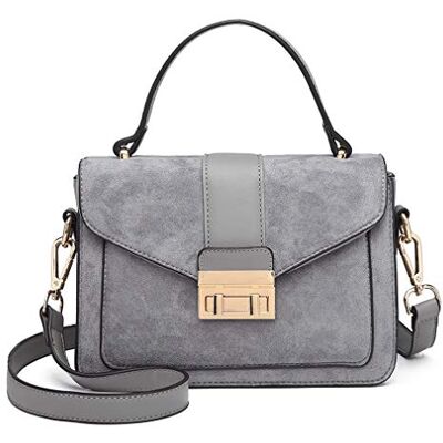 Miss Lulu Handtas Klein Handvat Tas Vrouwen Elegant Schoudertas Suède Kunstenaar Aarde Shoppers (Grijs) Miss Lulu Handtas Klein Handvat Tas Vrouwen Elegant Schoudertas Suède Kunstenaar Aarde Shoppers (Grijs)