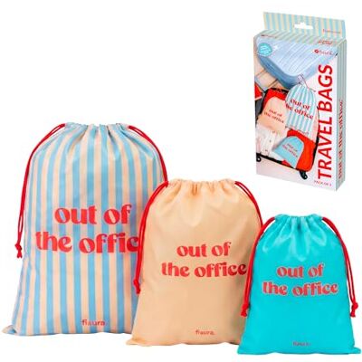 Fisura Lot 3 sacs voyage “Out of the office”, sacs linge cordon organisateur valise bleu, poche rangement bagage, set 6L 4L 2L accessoires voyage 6L, 4L et 2L Fisura Lot 3 sacs voyage “Out of the office”, sacs linge cordon organisateur valise bleu, poche rangement bagage, set 6L 4L 2L accessoires voyage 6L, 4L et 2L