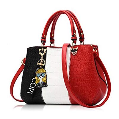 NICOLE & DORIS Dames handtas schoudertas dames tassen mode retro PU lederen handtas, Rood2 NICOLE & DORIS Dames handtas schoudertas dames tassen mode retro PU lederen handtas, Rood2