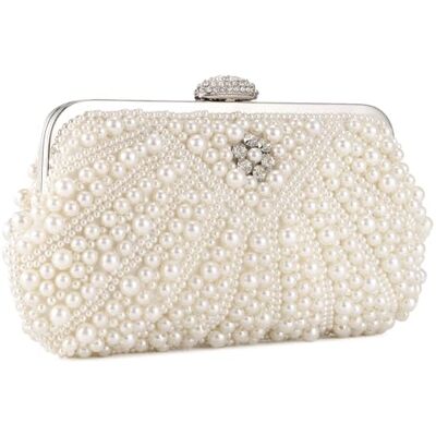 BAIGIO Vintage dameshandtas uit de jaren 20 met pailletten en parels geborduurd Bruiloft handtas voor dames Voor cocktail of bruiloft Eén maat BAIGIO Vintage dameshandtas uit de jaren 20 met pailletten en parels geborduurd Bruiloft handtas voor dames Voor cocktail of bruiloft Eén maat