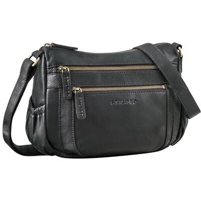 STILORD 'Rose' Leren tas voor dames, middelgroot, verfijnd, schoudertas van echt leer, vintage, handtas met moderne schouderriem, leer, tas, zwart, M M STILORD 'Rose' Leren tas voor dames, middelgroot, verfijnd, schoudertas van echt leer, vintage, handtas met moderne schouderriem, leer, tas, zwart, M M