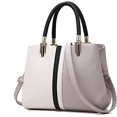 FANDARE Elegante handtas voor dames, schoudertas, PU-leer, waterdicht, schooltas, voor winkelen, feest, reizen, schoudertas, grijs, L FANDARE Elegante handtas voor dames, schoudertas, PU-leer, waterdicht, schooltas, voor winkelen, feest, reizen, schoudertas, grijs, L