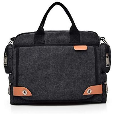 FANDARE Schoudertassen van canvas, boodschappentas voor heren, schoudertas voor 12,9 inch laptop, handtas, messenger bag, reistas, zakelijk, school, crossbody tas, zwart., Stijlvol FANDARE Schoudertassen van canvas, boodschappentas voor heren, schoudertas voor 12,9 inch laptop, handtas, messenger bag, reistas, zakelijk, school, crossbody tas, zwart., Stijlvol