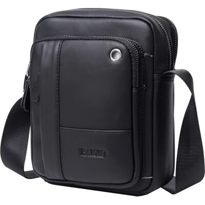 BAIGIO Schoudertas heren vintage tas heren van echt leer handtas schoudertas rugzakken travers zwart Eén maat BAIGIO Schoudertas heren vintage tas heren van echt leer handtas schoudertas rugzakken travers zwart Eén maat