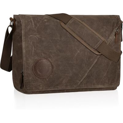 Eshow Schoudertas voor heren, vintage canvas tas voor laptop 14 inch, schoudertas voor werk, reizen, vrije tijd, kantoor, universiteit, Bruin 15,6-Zoll Eshow Schoudertas voor heren, vintage canvas tas voor laptop 14 inch, schoudertas voor werk, reizen, vrije tijd, kantoor, universiteit, Bruin 15,6-Zoll