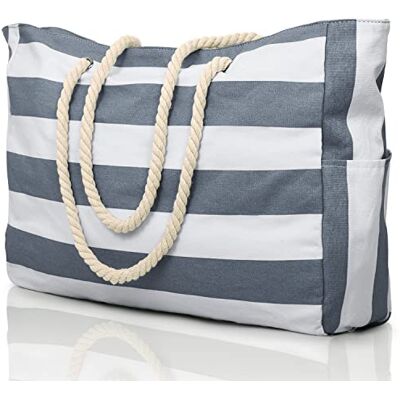 oscaurt Strandtas, gestreept, strandtas, waterdicht, grote strandtas met ritssluiting, boodschappentas voor dames, XXL, familie, boodschappentas, schoudertas, effen, reistas oscaurt Strandtas, gestreept, strandtas, waterdicht, grote strandtas met ritssluiting, boodschappentas voor dames, XXL, familie, boodschappentas, schoudertas, effen, reistas