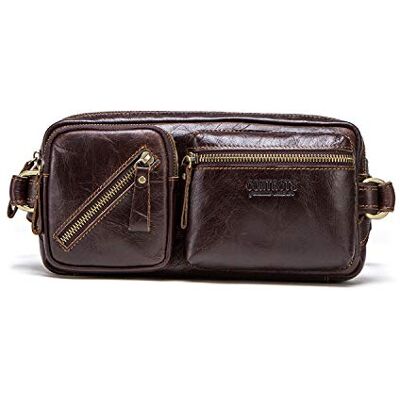 FANDARE Heuptas, borsttas, heren, buiktas, leer, riemtas, schoudertas, slingbag, waterdicht, sling bag voor sport, klimmen, joggen, wandelen, reizen voor jongens, Donkerbruin, L FANDARE Heuptas, borsttas, heren, buiktas, leer, riemtas, schoudertas, slingbag, waterdicht, sling bag voor sport, klimmen, joggen, wandelen, reizen voor jongens, Donkerbruin, L