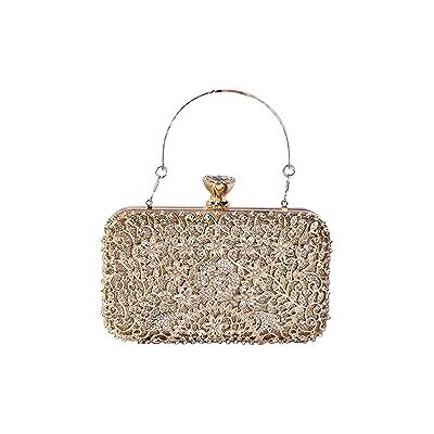 CORIOS Dames Strass Avondtas Diamant Clutch Handtassen Bruid Schoudertassen Elegante Portemonnee voor Bruiloft Cocktail Party Ceremonie, Goud, L, Retro CORIOS Dames Strass Avondtas Diamant Clutch Handtassen Bruid Schoudertassen Elegante Portemonnee voor Bruiloft Cocktail Party Ceremonie, Goud, L, Retro