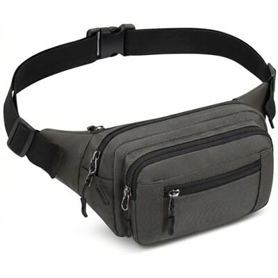 AIRCBC Heuptas voor dames en heren, waterdicht, verstelbaar, met meerdere zakken, voor reizen, wandelen, hond uitlaten, fietsen, kamperen, Donkergrijs, Eén maat AIRCBC Heuptas voor dames en heren, waterdicht, verstelbaar, met meerdere zakken, voor reizen, wandelen, hond uitlaten, fietsen, kamperen, Donkergrijs, Eén maat