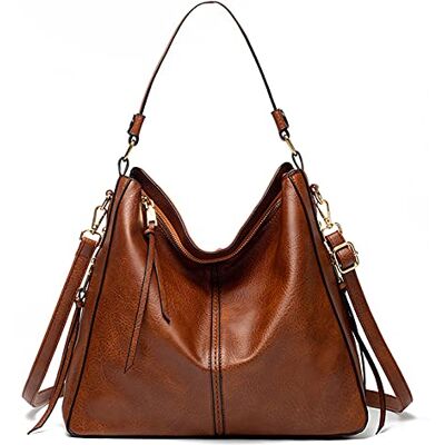 FANDARE Dames Handtas Schoudertas PU Leer Meisje Schoudertas Draagtas Grote Tas Strandtassen Boodschappentas Reizen Multifunctionele Messenger Bag, Bruin FANDARE Dames Handtas Schoudertas PU Leer Meisje Schoudertas Draagtas Grote Tas Strandtassen Boodschappentas Reizen Multifunctionele Messenger Bag, Bruin