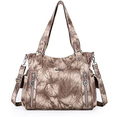 Angelkiss Purses and Handbags Top-Handle Hobo Bags voor Vrouwen Roomy Gewassen Lederen Schoudertassen Meisjes Handtas Abrikoos, M, Elegant Angelkiss Purses and Handbags Top-Handle Hobo Bags voor Vrouwen Roomy Gewassen Lederen Schoudertassen Meisjes Handtas Abrikoos, M, Elegant