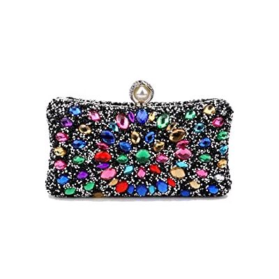 CORIOS Avondtas van strass, dames, diamant, clutch, elegant, tassen, handtas, bruid, ceremonie, bruiloft, feest, cocktailtas, portemonnee, Zwart-veelkleurig, L, Koppeling CORIOS Avondtas van strass, dames, diamant, clutch, elegant, tassen, handtas, bruid, ceremonie, bruiloft, feest, cocktailtas, portemonnee, Zwart-veelkleurig, L, Koppeling