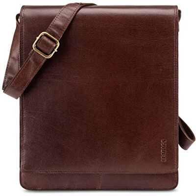 LEABAGS Schoudertas voor dames en heren, laptoptas van echt leer, 13 inch, messengertas met schouderriem, handtas, werktas, draagtas, Mahagony, één maat LEABAGS Schoudertas voor dames en heren, laptoptas van echt leer, 13 inch, messengertas met schouderriem, handtas, werktas, draagtas, Mahagony, één maat