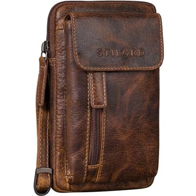 STILORD "Mael" 2-in-1 schoudertas voor heren, leer, kleine tas, mobiele telefoon, riem, heren, mini-tassen, vintage, crossbody tas, heren, echt leer, kleur: zwart, Luino Bruin, S, Schoudertas STILORD "Mael" 2-in-1 schoudertas voor heren, leer, kleine tas, mobiele telefoon, riem, heren, mini-tassen, vintage, crossbody tas, heren, echt leer, kleur: zwart, Luino Bruin, S, Schoudertas