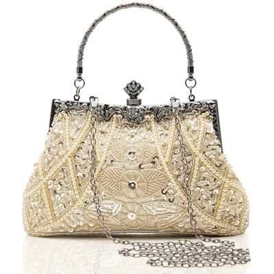 BABEYOND Coucoland Vintage Pareltas 1920 Flapper Clutch Handtas Glitter Pailletten Clutch Tas voor Vrouwen Brullende 20 's Avonds Clutch Kralen Tas Gatsby Kostuum Accessoires Bruiloft Party, Beige, BABEYOND Coucoland Vintage Pareltas 1920 Flapper Clutch Handtas Glitter Pailletten Clutch Tas voor Vrouwen Brullende 20 's Avonds Clutch Kralen Tas Gatsby Kostuum Accessoires Bruiloft Party, Beige,