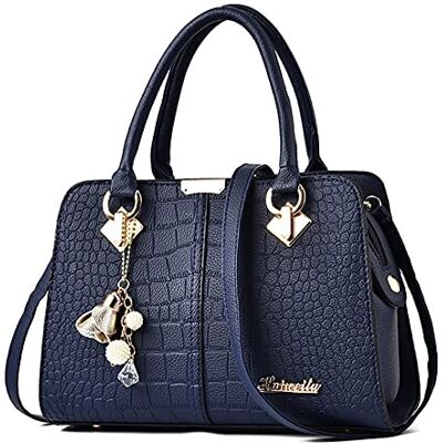 FANDARE Elegante handtas voor dames, schoudertas, rugzak, reistas, boodschappentas, shopper, reistas, platte handtas, waterdicht, PU-leer, Blauw B FANDARE Elegante handtas voor dames, schoudertas, rugzak, reistas, boodschappentas, shopper, reistas, platte handtas, waterdicht, PU-leer, Blauw B