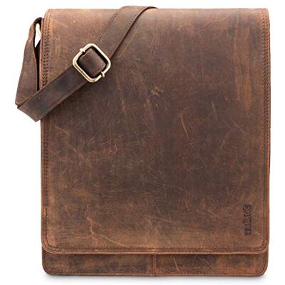 LEABAGS Schoudertas voor dames en heren, laptoptas van echt leer, 13 inch, messengertas met schouderriem, handtas, werktas, draagtas, vintage roodbruin, Eén maat LEABAGS Schoudertas voor dames en heren, laptoptas van echt leer, 13 inch, messengertas met schouderriem, handtas, werktas, draagtas, vintage roodbruin, Eén maat