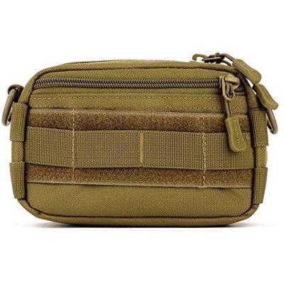 HUNTVP ® Kleine Molle tas tactisch utility Pouch EDC extra tas militair pouch mini gereedschapstas voor rugzak multifunctionele schoudertas crossbody schoudertas bruin HUNTVP ® Kleine Molle tas tactisch utility Pouch EDC extra tas militair pouch mini gereedschapstas voor rugzak multifunctionele schoudertas crossbody schoudertas bruin