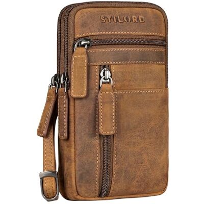 STILORD "Asher" Heren Borstzak Leer Vintage Schoudertas Telefoon Schoudertas Kleine Crossbody Bag Echt Leer Kleur: Bergamo Bruin STILORD "Asher" Heren Borstzak Leer Vintage Schoudertas Telefoon Schoudertas Kleine Crossbody Bag Echt Leer Kleur: Bergamo Bruin