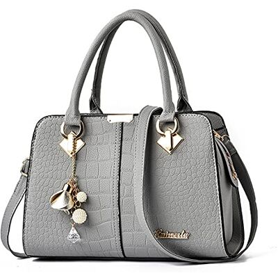 FANDARE Elegante handtas voor dames, schoudertas, rugzak, reistas, boodschappentas, shopper, reistas, platte handtas, waterdicht, PU-leer, Grijs B FANDARE Elegante handtas voor dames, schoudertas, rugzak, reistas, boodschappentas, shopper, reistas, platte handtas, waterdicht, PU-leer, Grijs B