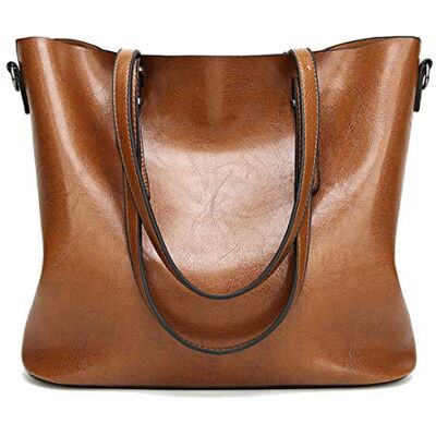 Coolives Boodschappentas voor dames, tote handtassen, schoudertassen met schouderriem, handtas van PU-leer, bruin, één maat, boodschappentas Coolives Boodschappentas voor dames, tote handtassen, schoudertassen met schouderriem, handtas van PU-leer, bruin, één maat, boodschappentas