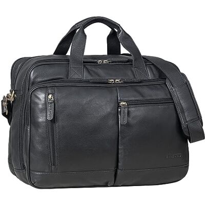 STILORD "Arnold" Ruime schoudertas leer laptoptas 17 inch tot 19 vintage zakelijke tas heren grote schooltas leraar dames echt leer kleur: zwart XL STILORD "Arnold" Ruime schoudertas leer laptoptas 17 inch tot 19 vintage zakelijke tas heren grote schooltas leraar dames echt leer kleur: zwart XL