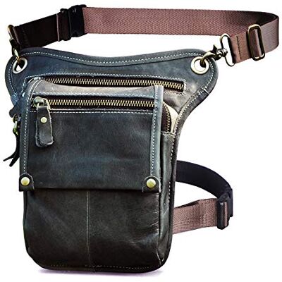 Le'aokuu Beentas, leren tas, heren, heuptas voor reizen, fietsen, wandelen, motorfiets, schoudertas, 211-4, 211-4 A3 Grijs, M, HEREN Le'aokuu Beentas, leren tas, heren, heuptas voor reizen, fietsen, wandelen, motorfiets, schoudertas, 211-4, 211-4 A3 Grijs, M, HEREN