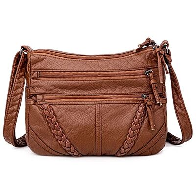 FANDARE Retro Schoudertas voor dames, handtas, waterdicht, PU-leer, tassen, schoudertassen, boodschappentas, telefoon, tas, reizen, tassen, bruin, L, retro FANDARE Retro Schoudertas voor dames, handtas, waterdicht, PU-leer, tassen, schoudertassen, boodschappentas, telefoon, tas, reizen, tassen, bruin, L, retro