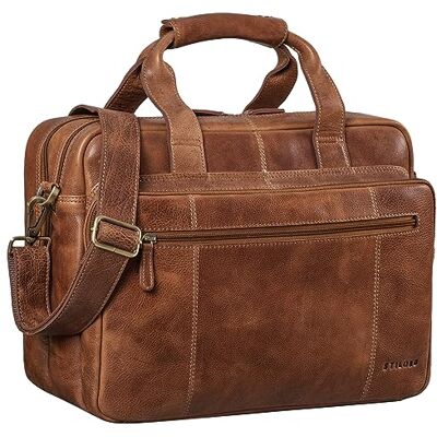 STILORD 'Experience' Lerarentas Leer Schooltas Lerarentas Aktetas Zakelijke Tas Vintage Trolley Attach, Napoli bruin, koffer STILORD 'Experience' Lerarentas Leer Schooltas Lerarentas Aktetas Zakelijke Tas Vintage Trolley Attach, Napoli bruin, koffer