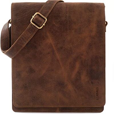 LEABAGS London Leren schoudertas, laptoptas tot 13 inch, messengertas van echt buffelleer in vintage look, schoudertas, werktas, 26 x 8 x 31 cm, Crazyvinkat, L L LEABAGS London Leren schoudertas, laptoptas tot 13 inch, messengertas van echt buffelleer in vintage look, schoudertas, werktas, 26 x 8 x 31 cm, Crazyvinkat, L L