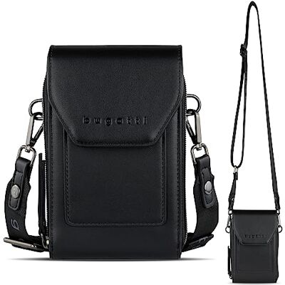 bugatti Almata schoudertas met smartphonevak, crossovertas voor dames, zwart S bugatti Almata schoudertas met smartphonevak, crossovertas voor dames, zwart S
