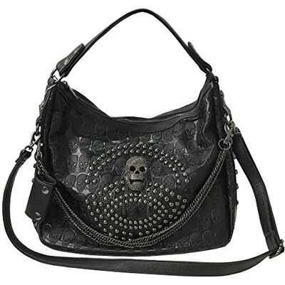 FiveloveTwo Dames Schedel Ketting Handtassen Grote Capaciteit Schoudertassen PU Leer Crossbody Bags Gothic Bag Zwart, Schedel, One Size FiveloveTwo Dames Schedel Ketting Handtassen Grote Capaciteit Schoudertassen PU Leer Crossbody Bags Gothic Bag Zwart, Schedel, One Size