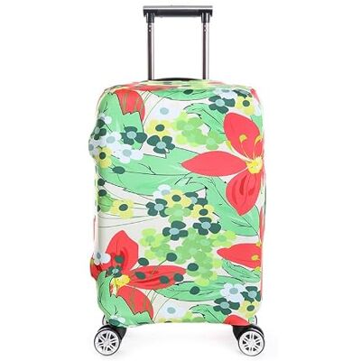 wxlmom Beschermhoes voor koffer, groene en rode bloemen, wasbaar, voor kinderen en volwassenen, elastische kofferbescherming van elastaan, kofferhoezen, Groene en rode bloemen wxlmom Beschermhoes voor koffer, groene en rode bloemen, wasbaar, voor kinderen en volwassenen, elastische kofferbescherming van elastaan, kofferhoezen, Groene en rode bloemen