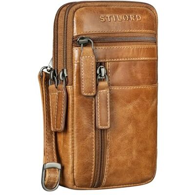 STILORD "Asher" Heren Borstzak Leer Vintage Schoudertas Telefoon Schoudertas Kleine Crossbody Bag Echt Leer Kleur: Perugia Bruin STILORD "Asher" Heren Borstzak Leer Vintage Schoudertas Telefoon Schoudertas Kleine Crossbody Bag Echt Leer Kleur: Perugia Bruin