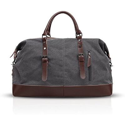 FANDARE Canvas reistas voor mannen en vrouwen, schoudertas en hand, reisduffeltas voor weekend, kamperen, wandelen, vrije tijd, reizen en zaken, grijs, L FANDARE Canvas reistas voor mannen en vrouwen, schoudertas en hand, reisduffeltas voor weekend, kamperen, wandelen, vrije tijd, reizen en zaken, grijs, L