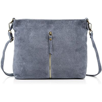 FIRENZE ARTEGIANI . Damestas van echt leer. Camoscio-afwerking schoudertas met rits aan de voorkant, schoudertas voor dames. Made in Italy. Vera Pelle Italiana, blauw, Utility, Blauw, Utility FIRENZE ARTEGIANI . Damestas van echt leer. Camoscio-afwerking schoudertas met rits aan de voorkant, schoudertas voor dames. Made in Italy. Vera Pelle Italiana, blauw, Utility, Blauw, Utility