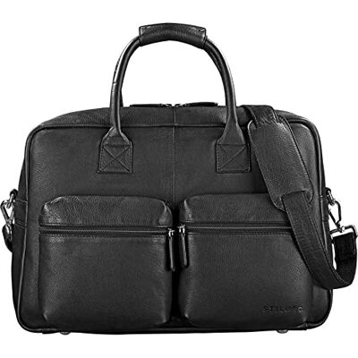 STILORD 'Ben' Vintage grote lederen tas XL lederen tas voor laptop 15,6 inch schouderriem schooltas schoudertas schoudertas, zwart., Koffer STILORD 'Ben' Vintage grote lederen tas XL lederen tas voor laptop 15,6 inch schouderriem schooltas schoudertas schoudertas, zwart., Koffer