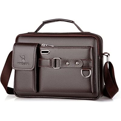 FANDARE Retro lederen tas voor heren, 12,9 inch laptoptas, grote schoudertas voor werk, kantoor, universiteit, reizen, bruin FANDARE Retro lederen tas voor heren, 12,9 inch laptoptas, grote schoudertas voor werk, kantoor, universiteit, reizen, bruin