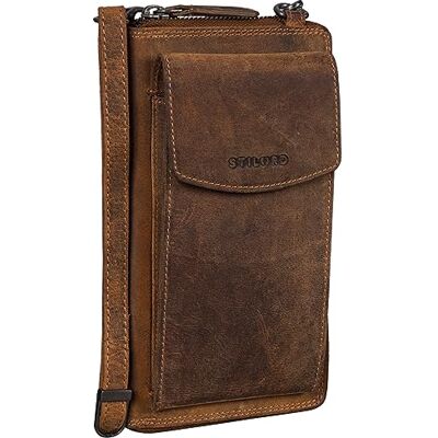 STILORD "Sarah" Leren schoudertas met telefoonvak voor dames, schoudertas, verstelbaar, crossbody portemonnee, kleur: zwart, Bergamo-Bruin, S, Schoudertas STILORD "Sarah" Leren schoudertas met telefoonvak voor dames, schoudertas, verstelbaar, crossbody portemonnee, kleur: zwart, Bergamo-Bruin, S, Schoudertas