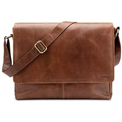 LEABAGS Schoudertas van Oxford-leer, tas voor laptop tot 15 inch, messenger bag van echt buffelleer in vintage look, schoudertas, werktas, 38 x 10 x 31 cm, westernbruin, 38 x 10 x 31 cm, Oxford LEABAGS Schoudertas van Oxford-leer, tas voor laptop tot 15 inch, messenger bag van echt buffelleer in vintage look, schoudertas, werktas, 38 x 10 x 31 cm, westernbruin, 38 x 10 x 31 cm, Oxford