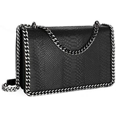 CRAZYCHIC Schoudertas met ketting van slangenleer met gewatteerd effect Dameshandtas van hard PU-leer met schouderband Python-flap met randen en kettingen Modieuze chique modieuze tas Eén maat CRAZYCHIC Schoudertas met ketting van slangenleer met gewatteerd effect Dameshandtas van hard PU-leer met schouderband Python-flap met randen en kettingen Modieuze chique modieuze tas Eén maat