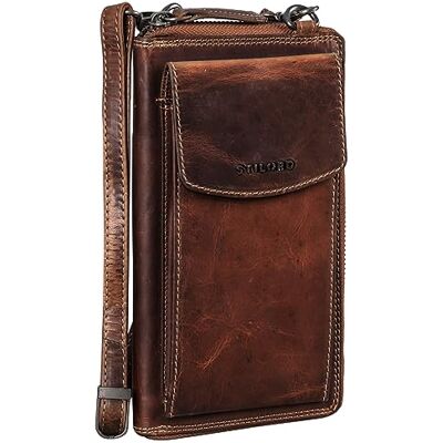STILORD "Sarah" Leren schoudertas met telefoonvak voor dames, schoudertas, verstelbaar, crossbody portemonnee, kleur: zwart STILORD "Sarah" Leren schoudertas met telefoonvak voor dames, schoudertas, verstelbaar, crossbody portemonnee, kleur: zwart