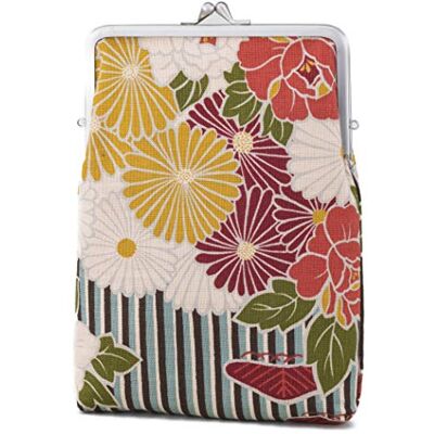 NOREN Bloemengesp portemonnee (kleine ovale make-uptas) / gemaakt in Japan Kiss-Lock portemonnee kleine portemonnee make-up tas voor dames, Blauwe Retro Bloemen Vierkante Tas, Zakje NOREN Bloemengesp portemonnee (kleine ovale make-uptas) / gemaakt in Japan Kiss-Lock portemonnee kleine portemonnee make-up tas voor dames, Blauwe Retro Bloemen Vierkante Tas, Zakje